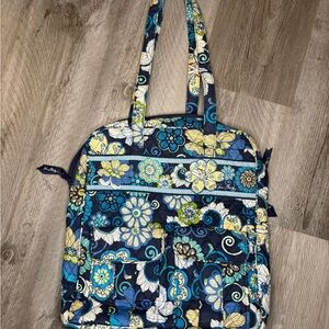 Vera Bradley Miller Bag Mod Floral Blue and Yellow Tote Bag